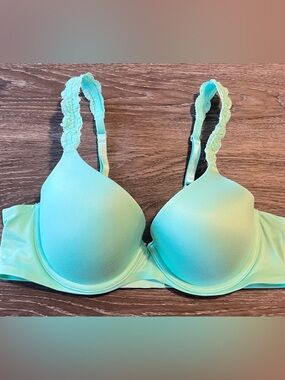 aerie Light Aqua Molded T-Shirt Bra with Lace Straps